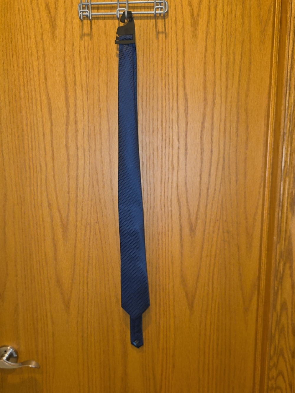Classic Navy Men's Tie - Solid Textured Design (100% Silk)